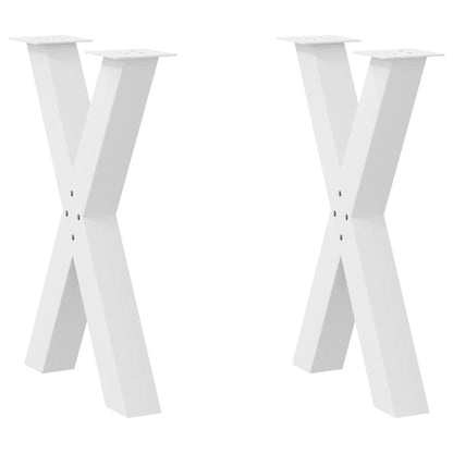 vidaXL Esstischbeine X-Form 2 Stk. Weiß 50x(72-73) cm Stahl