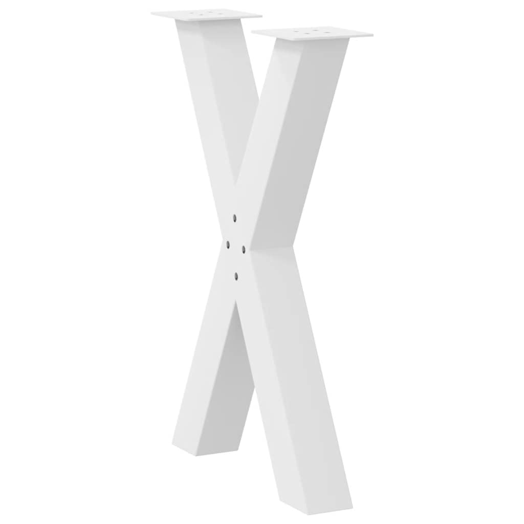 vidaXL Esstischbeine X-Form 2 Stk. Weiß 50x(72-73) cm Stahl