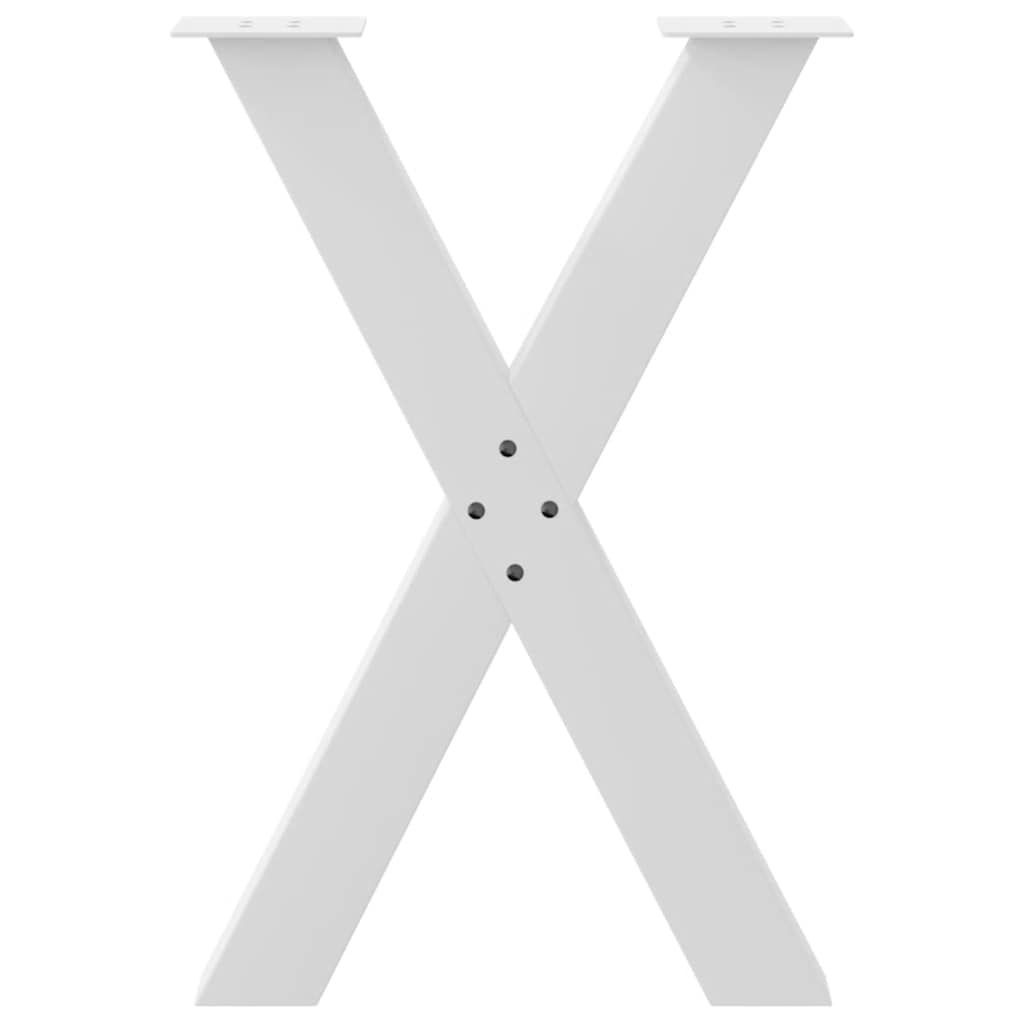vidaXL Esstischbeine X-Form 2 Stk. Weiß 50x(72-73) cm Stahl