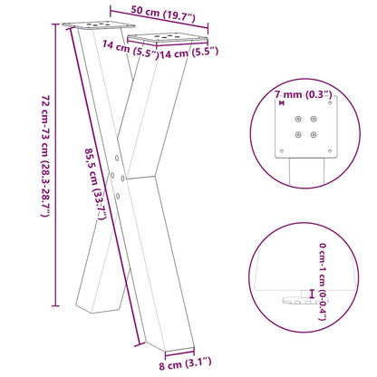 vidaXL Esstischbeine X-Form 2 Stk. Weiß 50x(72-73) cm Stahl