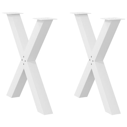 vidaXL Esstischbeine X-Form 2 Stk. Weiß 70x(72-73) cm Stahl