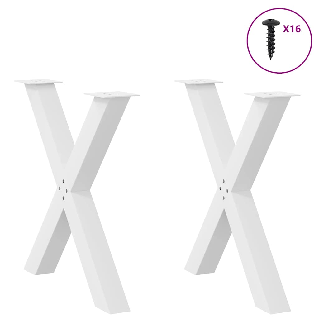 vidaXL Esstischbeine X-Form 2 Stk. Weiß 70x(72-73) cm Stahl