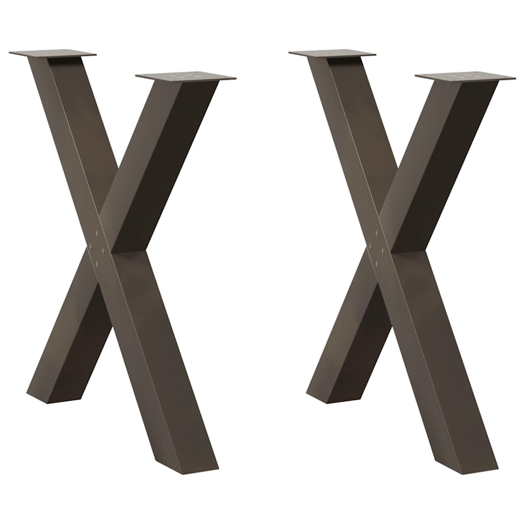vidaXL Esstischbeine X-Form 2 Stk. Naturstahl 70x(72-73) cm Stahl