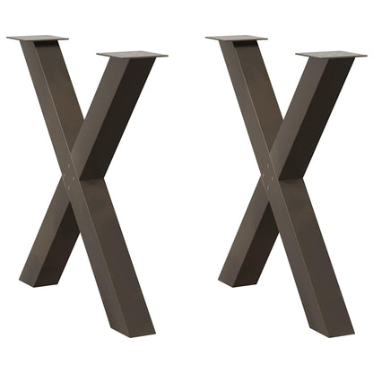 vidaXL Esstischbeine X-Form 2 Stk. Naturstahl 70x(72-73) cm Stahl