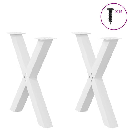vidaXL Esstischbeine X-Form 2 Stk. Weiß 80x(72-73) cm Stahl