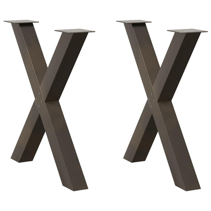 vidaXL Esstischbeine X-Form 2 Stk. Naturstahl 80x(72-73) cm Stahl