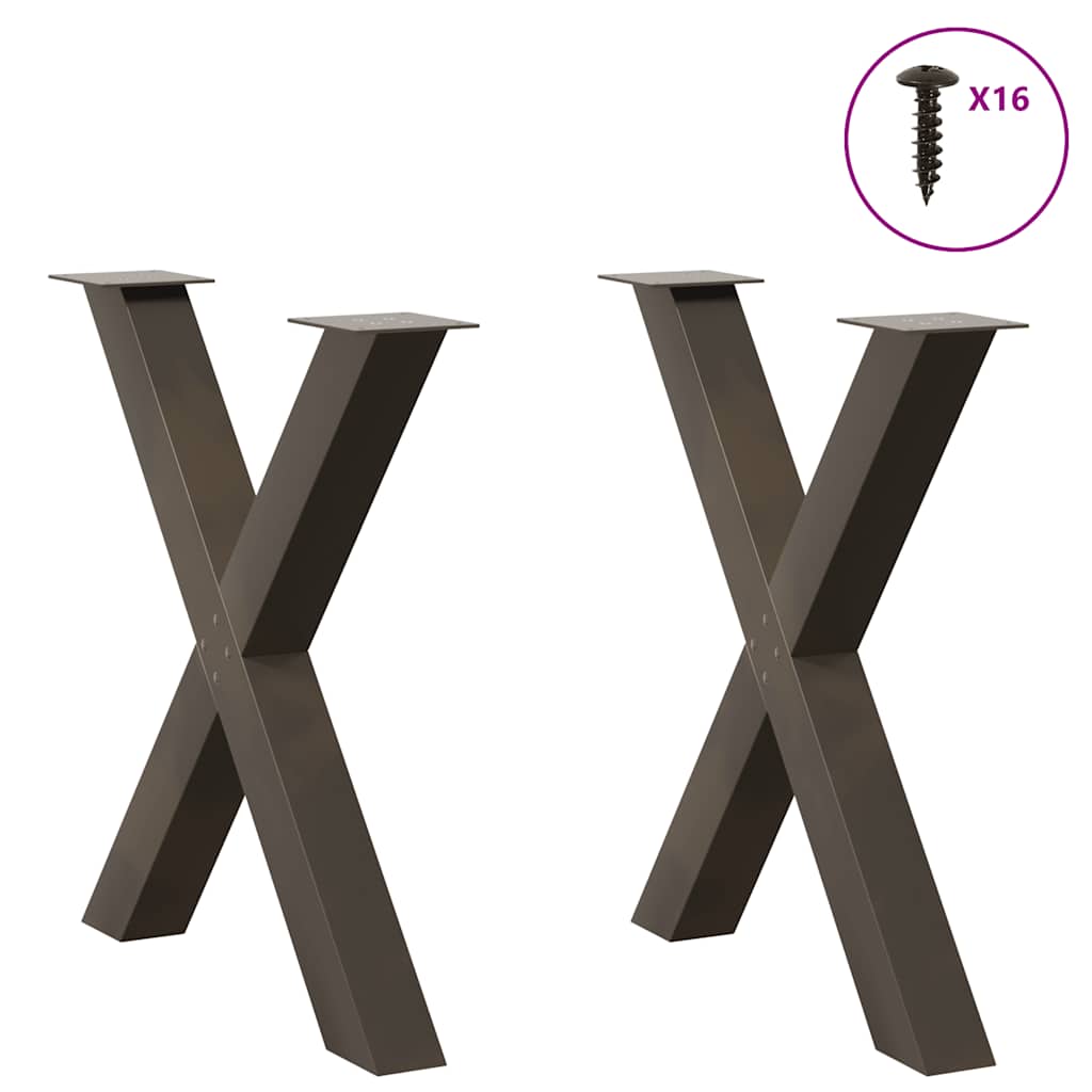 vidaXL Esstischbeine X-Form 2 Stk. Naturstahl 80x(72-73) cm Stahl