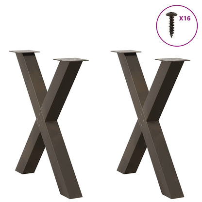 vidaXL Esstischbeine X-Form 2 Stk. Naturstahl 80x(72-73) cm Stahl