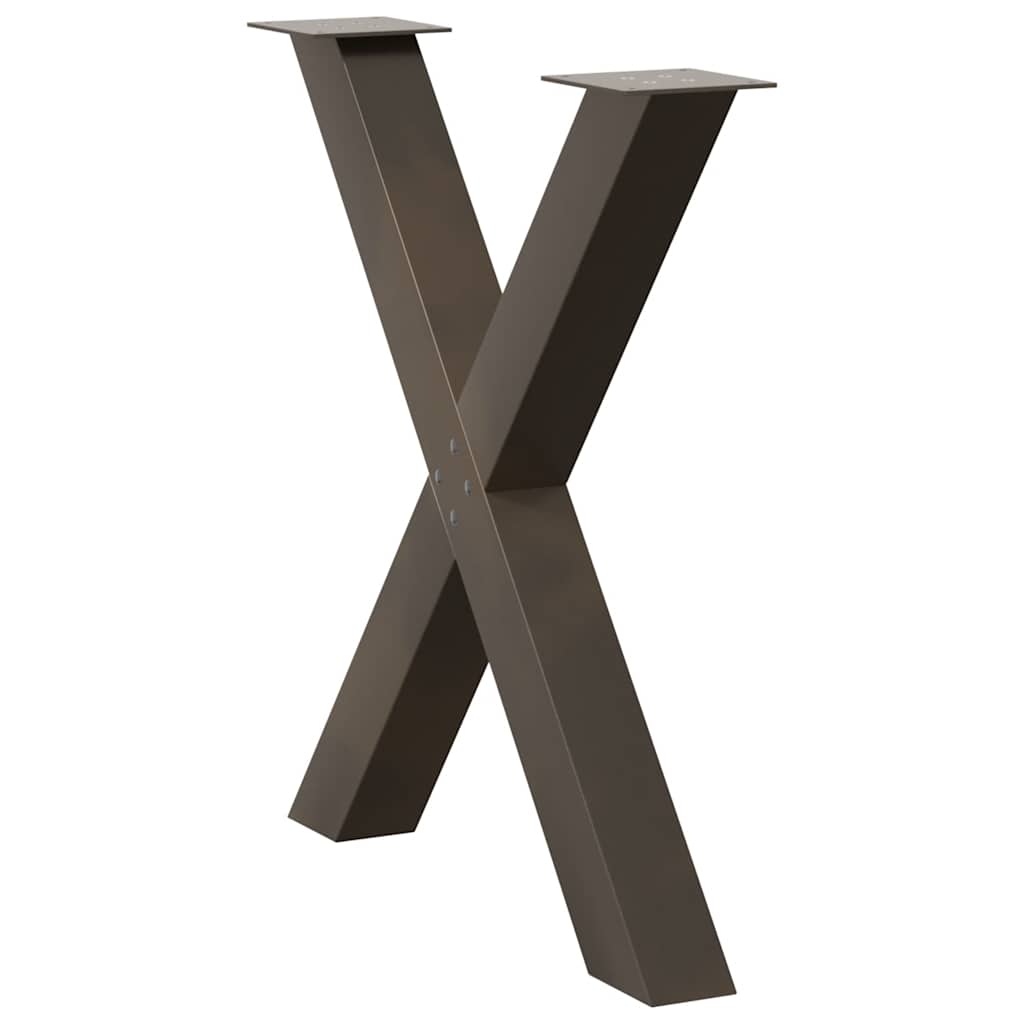 vidaXL Esstischbeine X-Form 2 Stk. Naturstahl 80x(72-73) cm Stahl