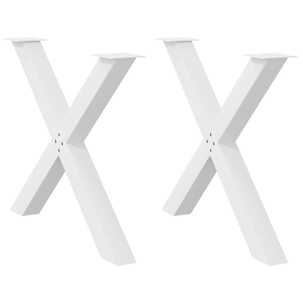 vidaXL Esstischbeine X-Form 2 Stk. Weiß 90x(72-73) cm Stahl