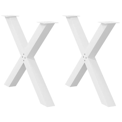vidaXL Esstischbeine X-Form 2 Stk. Weiß 90x(72-73) cm Stahl