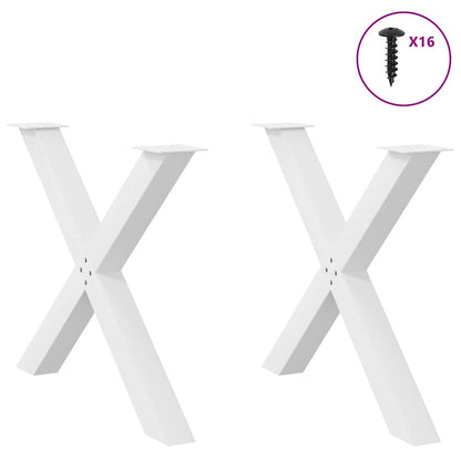 vidaXL Esstischbeine X-Form 2 Stk. Weiß 90x(72-73) cm Stahl