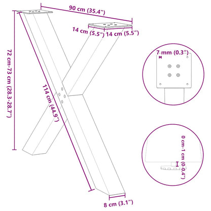 vidaXL Esstischbeine X-Form 2 Stk. Weiß 90x(72-73) cm Stahl