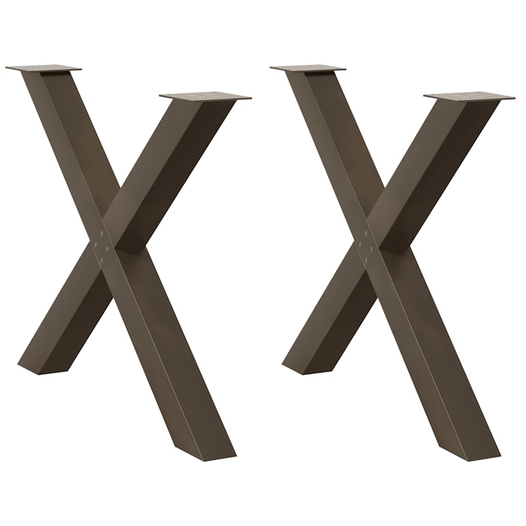 vidaXL Esstischbeine X-Form 2 Stk. Naturstahl 90x(72-73) cm Stahl
