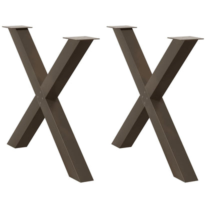 vidaXL Esstischbeine X-Form 2 Stk. Naturstahl 90x(72-73) cm Stahl