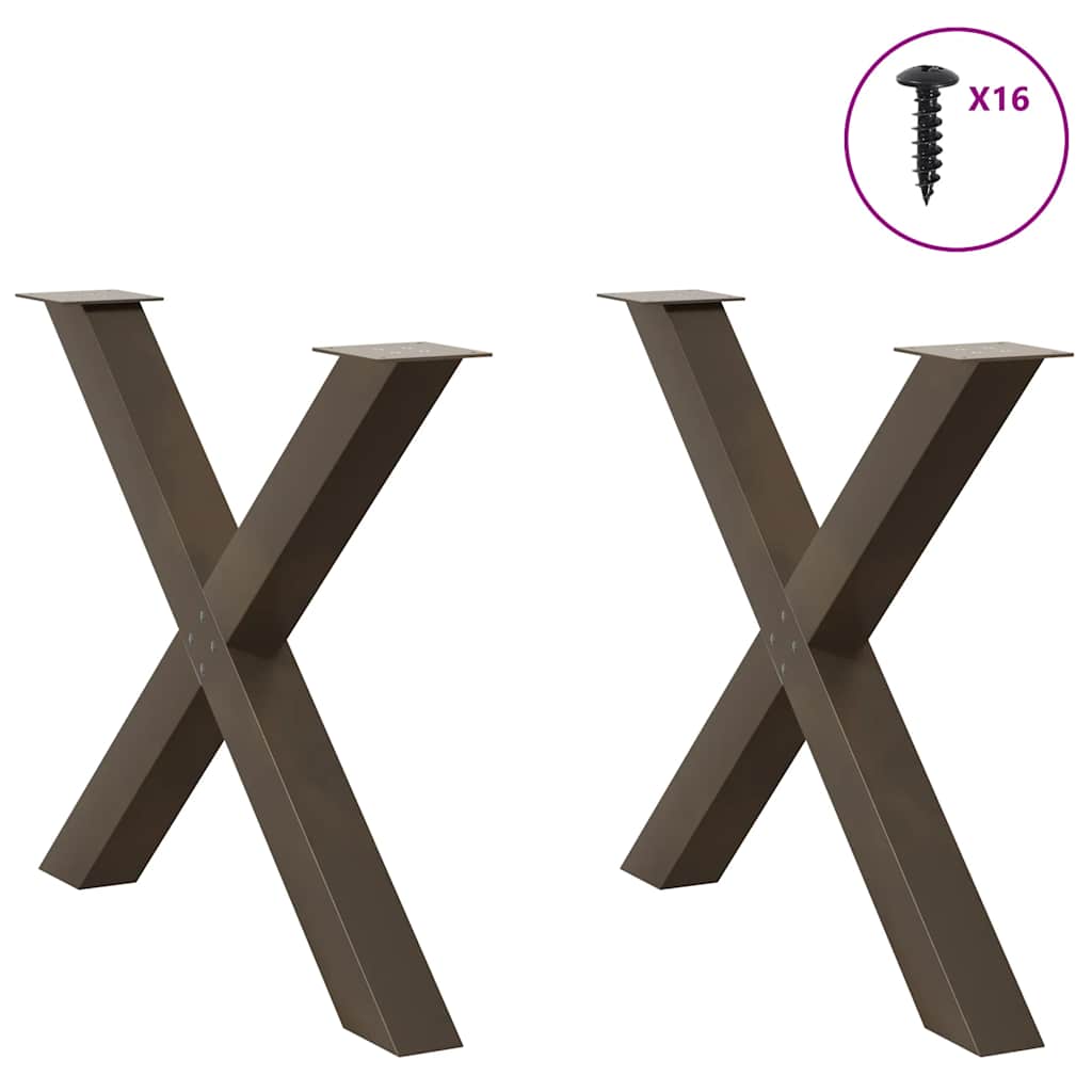 vidaXL Esstischbeine X-Form 2 Stk. Naturstahl 90x(72-73) cm Stahl