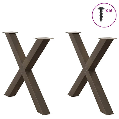 vidaXL Esstischbeine X-Form 2 Stk. Naturstahl 90x(72-73) cm Stahl