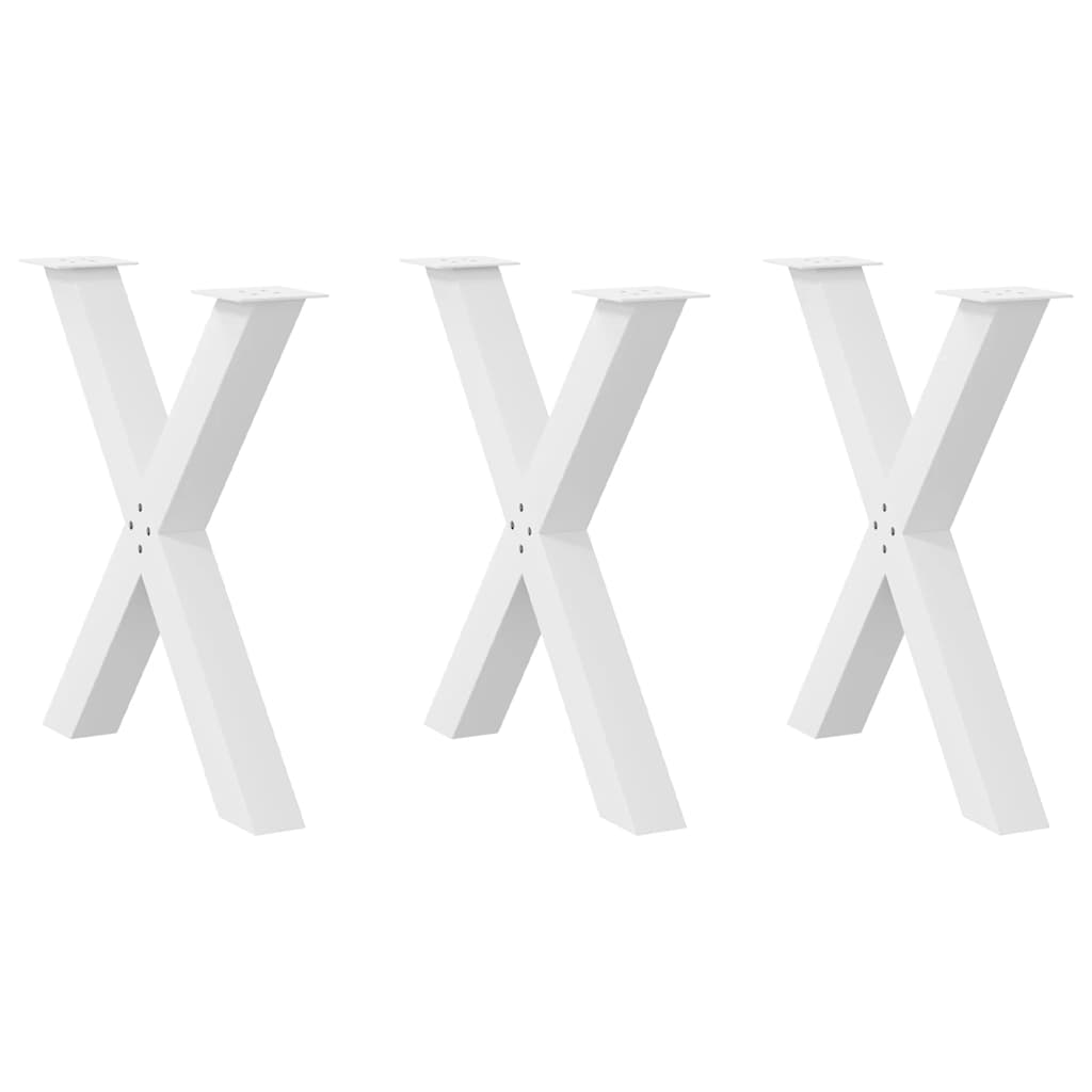 vidaXL Esstischbeine X-Form 3 Stk. Weiß 70x(72-73) cm Stahl