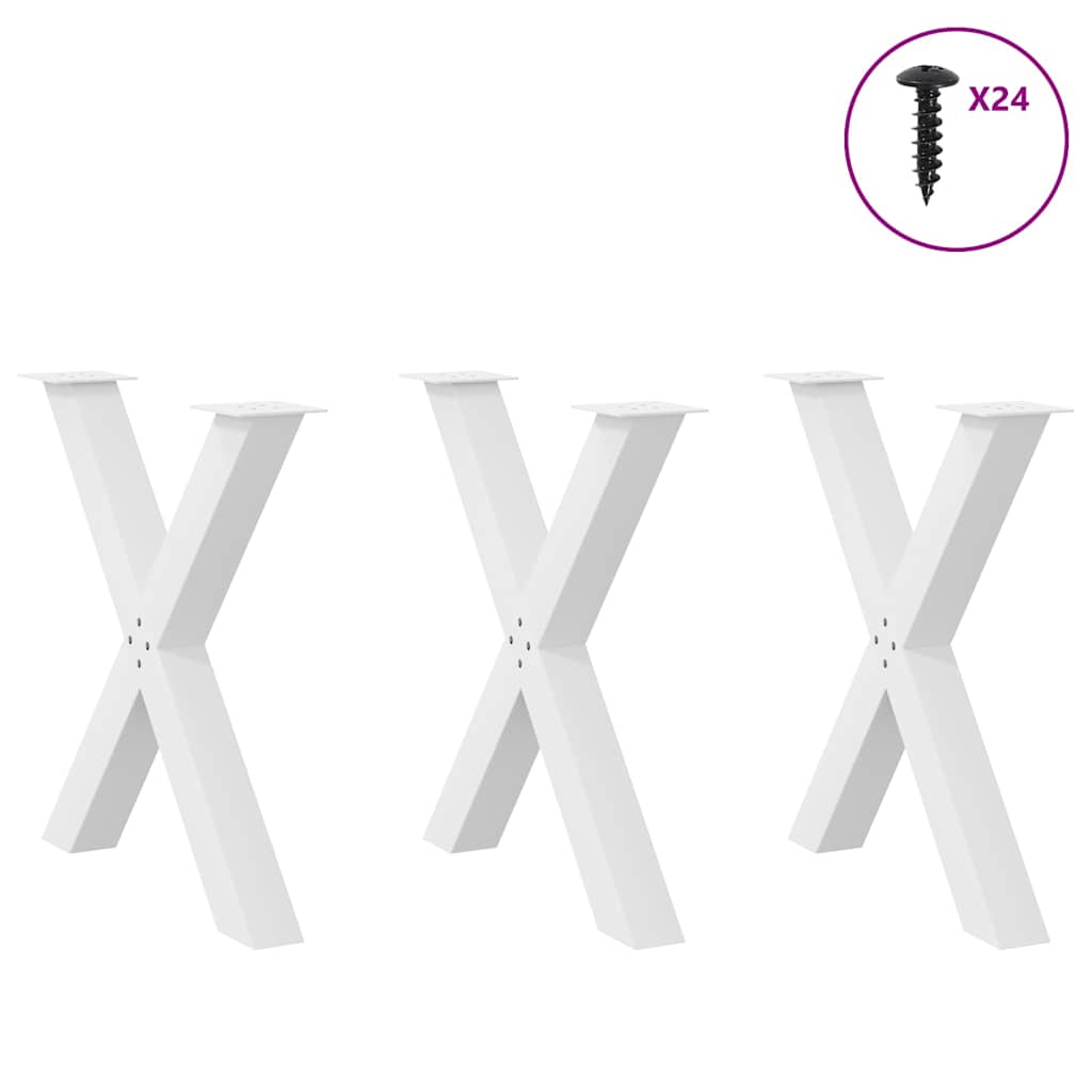 vidaXL Esstischbeine X-Form 3 Stk. Weiß 70x(72-73) cm Stahl