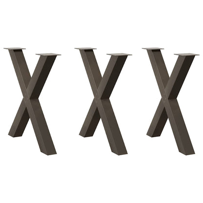 vidaXL Esstischbeine X-Form 3 Stk. Naturstahl 70x(72-73) cm Stahl