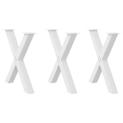 vidaXL Esstischbeine X-Form 3 Stk. Weiß 80x(72-73) cm Stahl