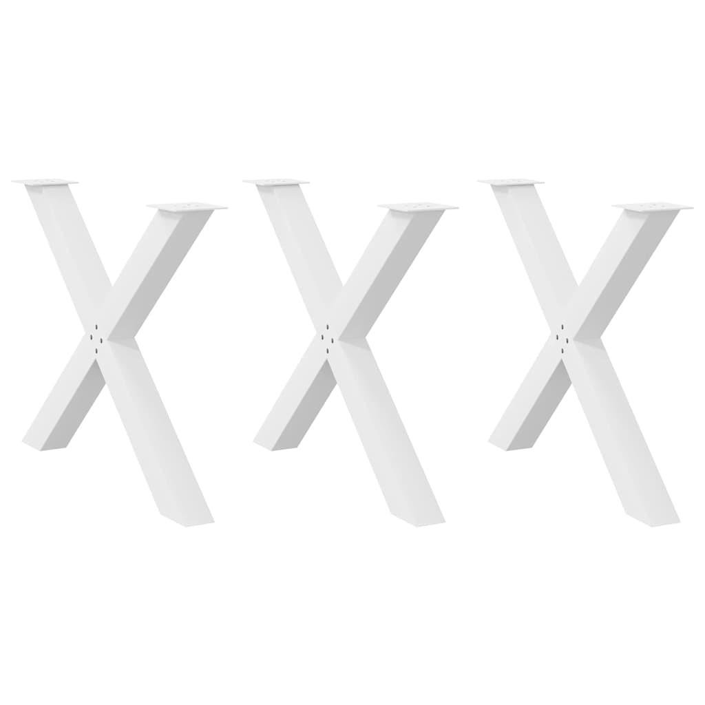 vidaXL Esstischbeine X-Form 3 Stk. Weiß 90x(72-73) cm Stahl