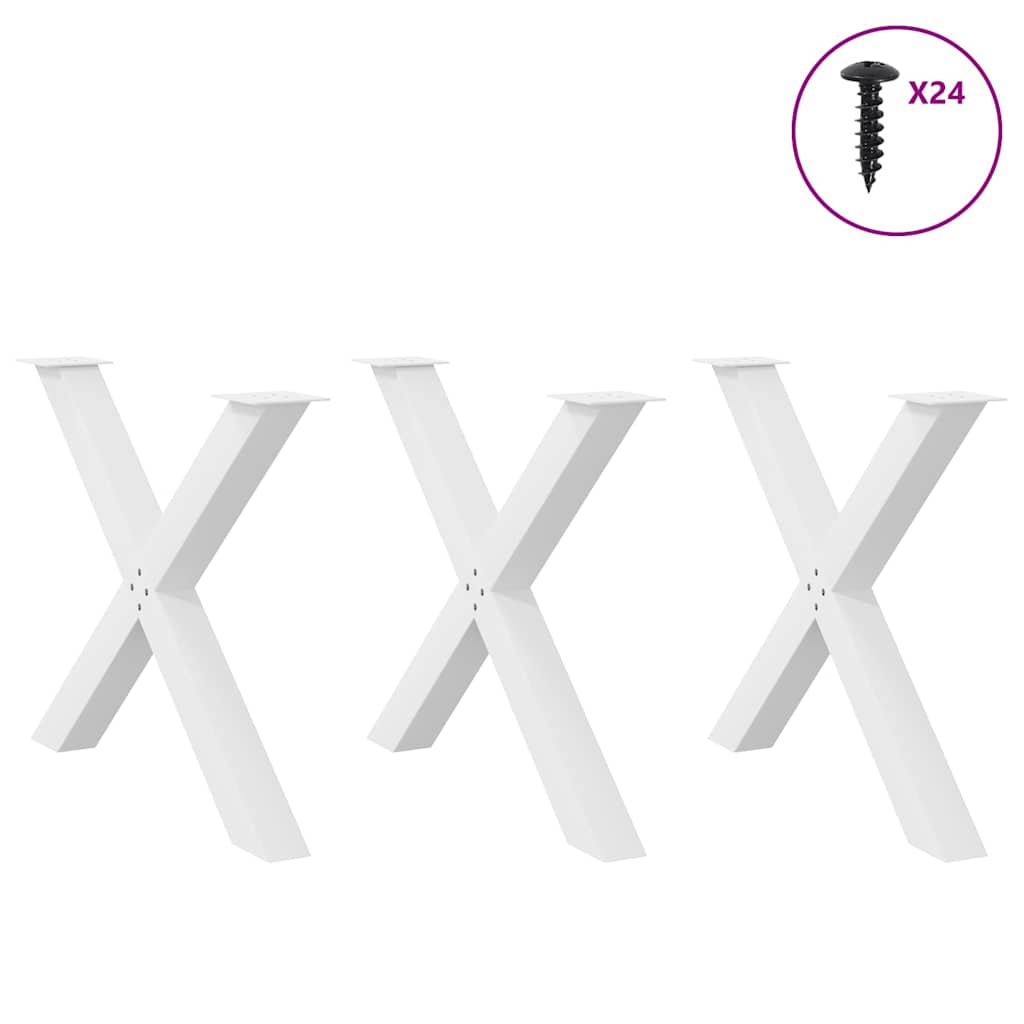 vidaXL Esstischbeine X-Form 3 Stk. Weiß 90x(72-73) cm Stahl