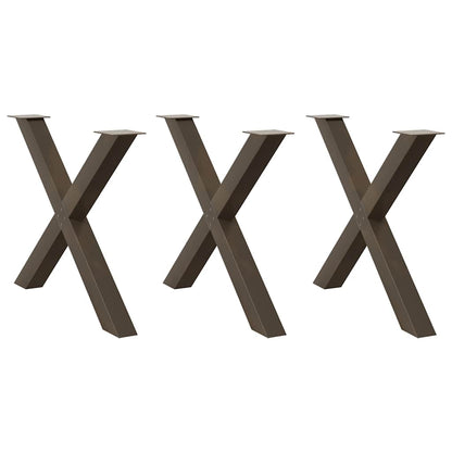 vidaXL Esstischbeine X-Form 3 Stk. Naturstahl 90x(72-73) cm Stahl