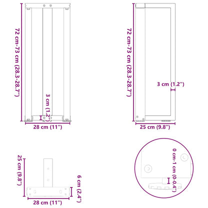 vidaXL Konsolentischbeine T-Form 2Stk. Anthrazit 25x28x(72-73)cm Stahl