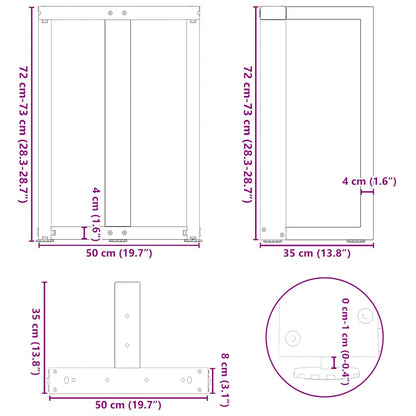 vidaXL Esstischbeine T-Form 2 Stk. Weiß 50x35x(72-73) cm Stahl