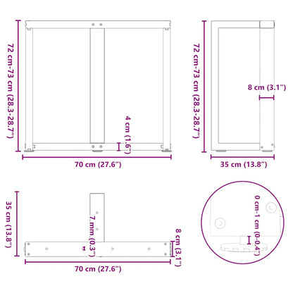 vidaXL Esstischbeine T-Form 2 Stk. Anthrazit 70x35x(72-73) cm Stahl
