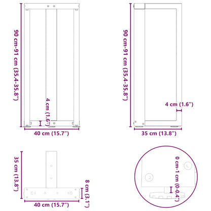vidaXL Bartischbeine T-Form 2 Stk. Weiß 40x35x(90-91) cm Stahl