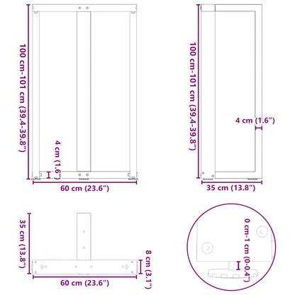 vidaXL Bartischbeine T-Form 2 Stk. Anthrazit 60x35x(100-101) cm Stahl