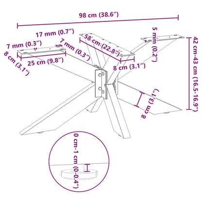 vidaXL Couchtischbein in Spinnenform Weiß 98x58x(42-43) cm Stahl