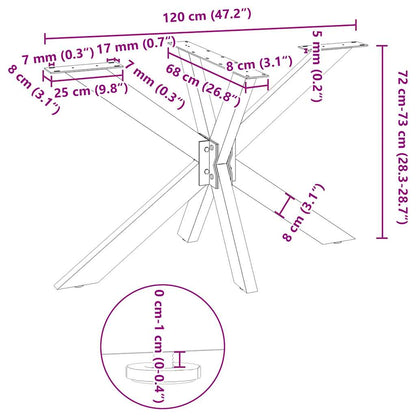 vidaXL Esstischbein in Spinnenform Weiß 120x68x(72-73) cm Stahl
