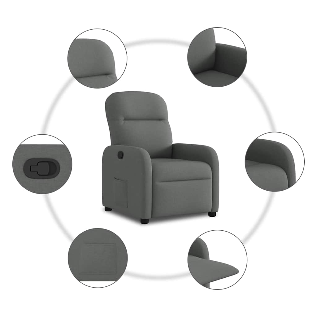 vidaXL Relaxsessel Dunkelgrau Stoff