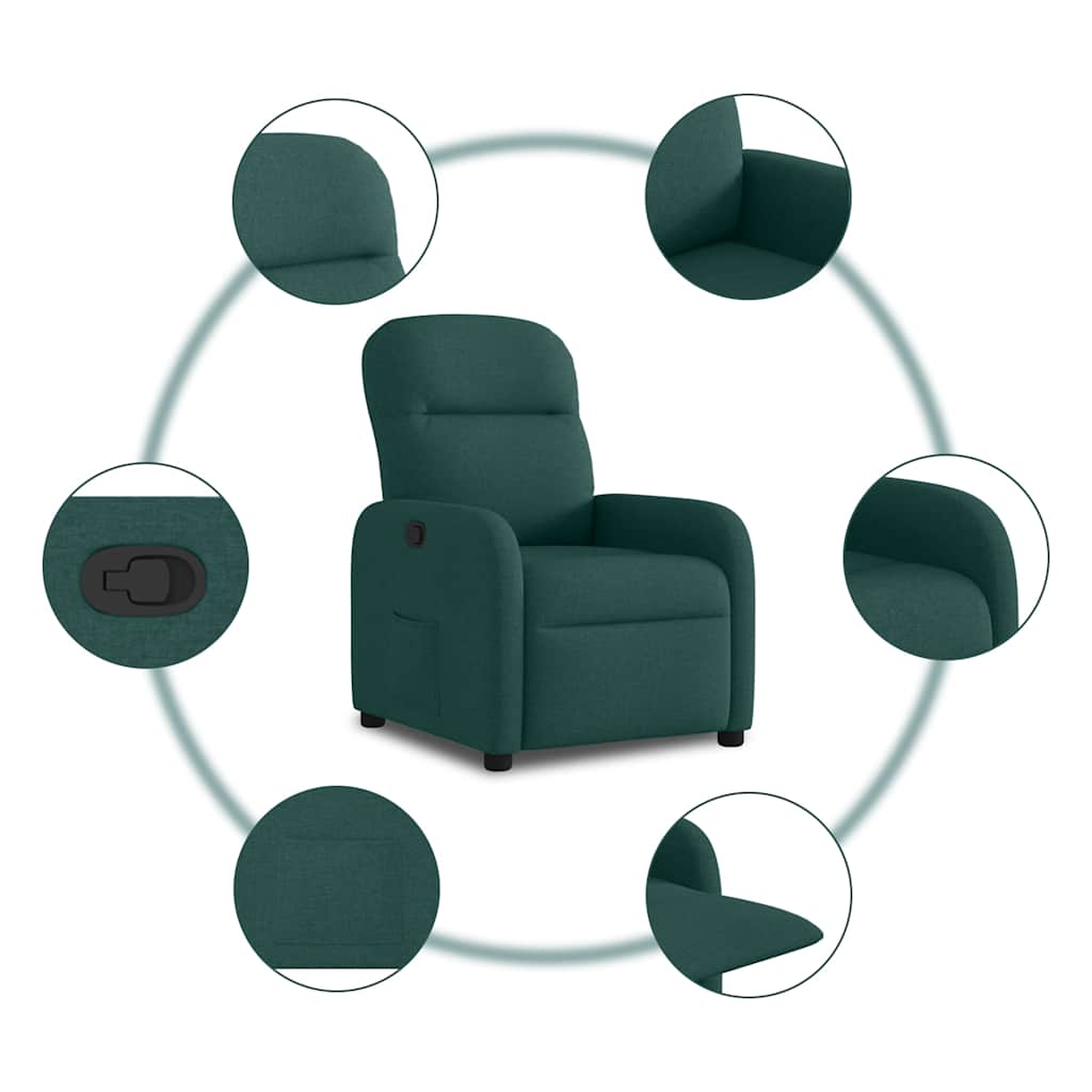 vidaXL Fauteuil relax vert foncé en tissu