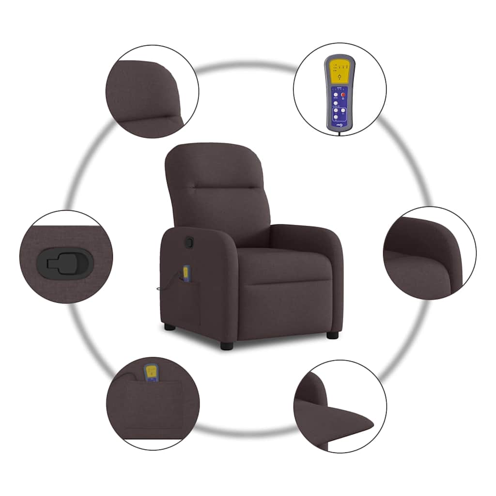 vidaXL Massagesessel Dunkelbraun Stoff