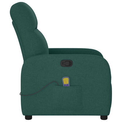 vidaXL Fauteuil de massage tissu vert foncé