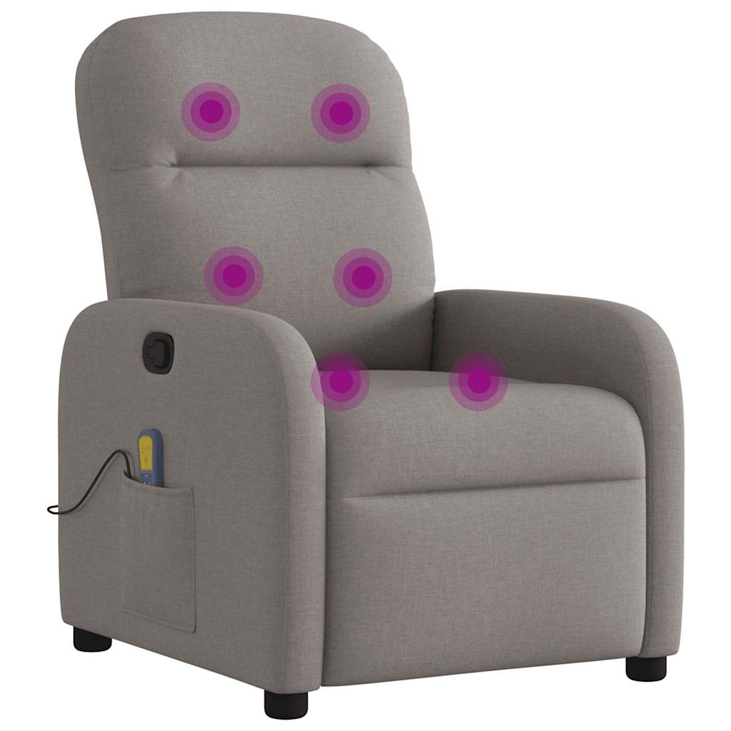 vidaXL Fauteuil de massage taupe en tissu