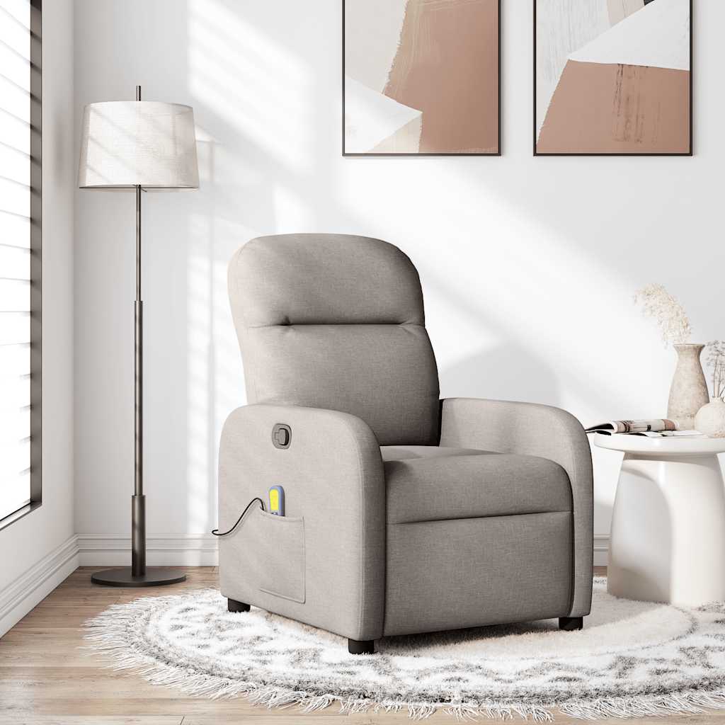 vidaXL Fauteuil de massage taupe en tissu