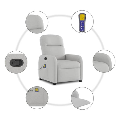 vidaXL Fauteuil de massage gris nuage en tissu
