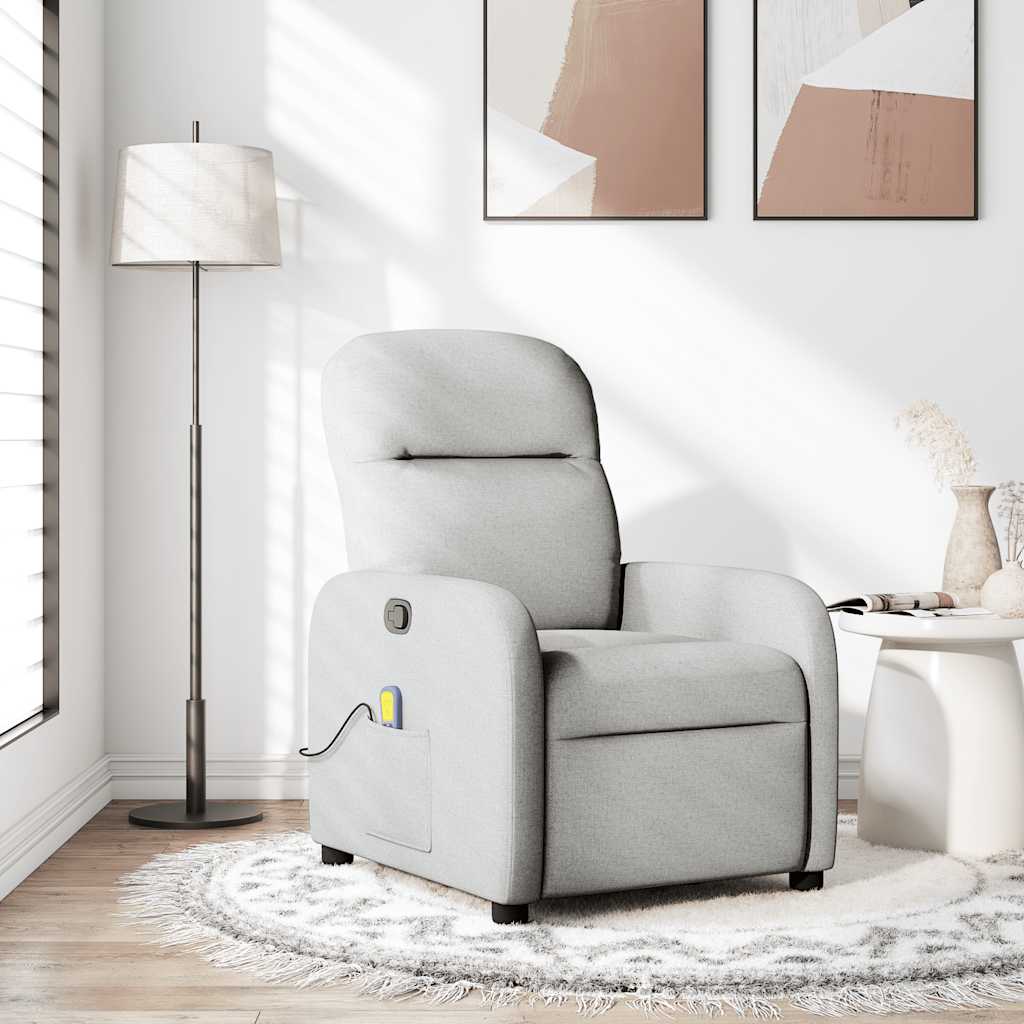 vidaXL Fauteuil de massage gris nuage en tissu