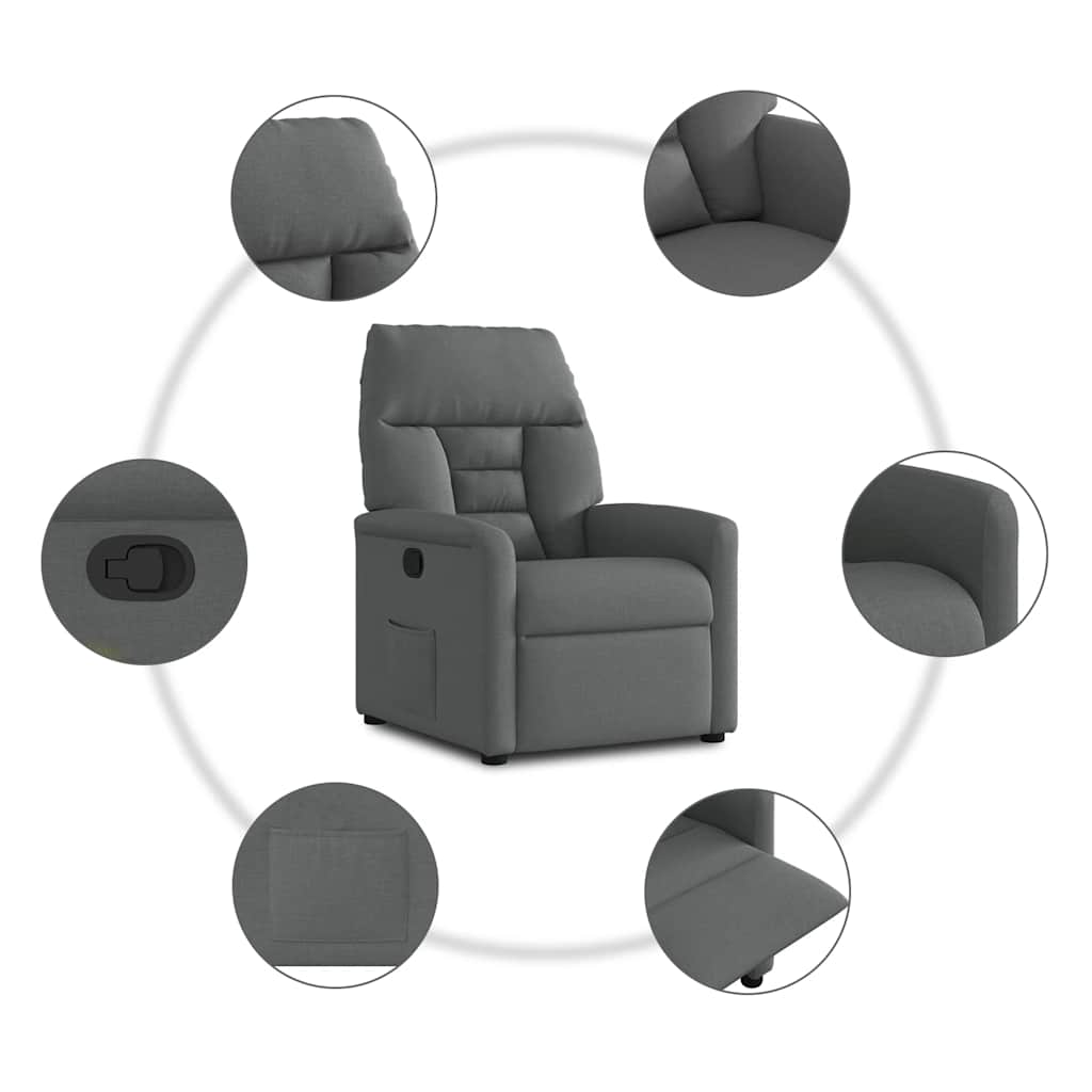 vidaXL Fauteuil de relaxation gris foncé en tissu