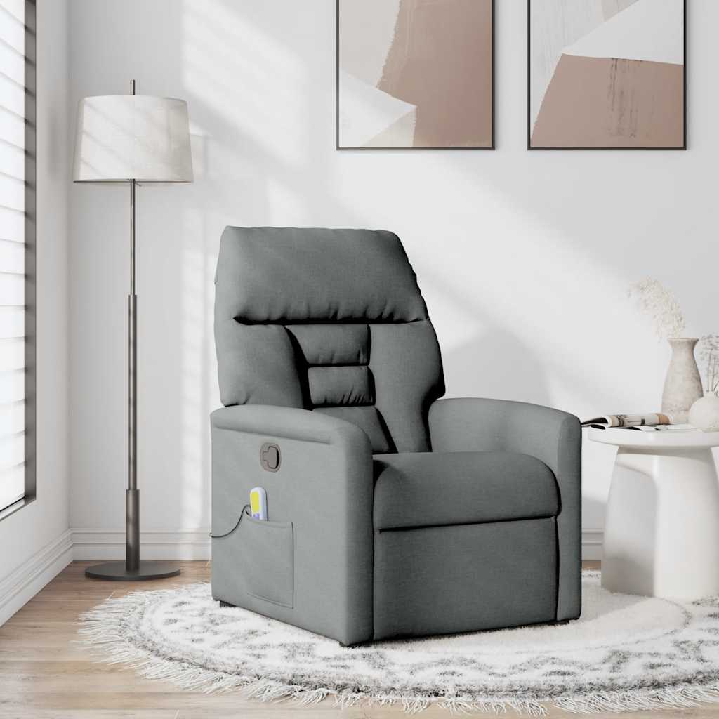 vidaXL Massage-Relaxsessel, Stoff, Dunkelgrau