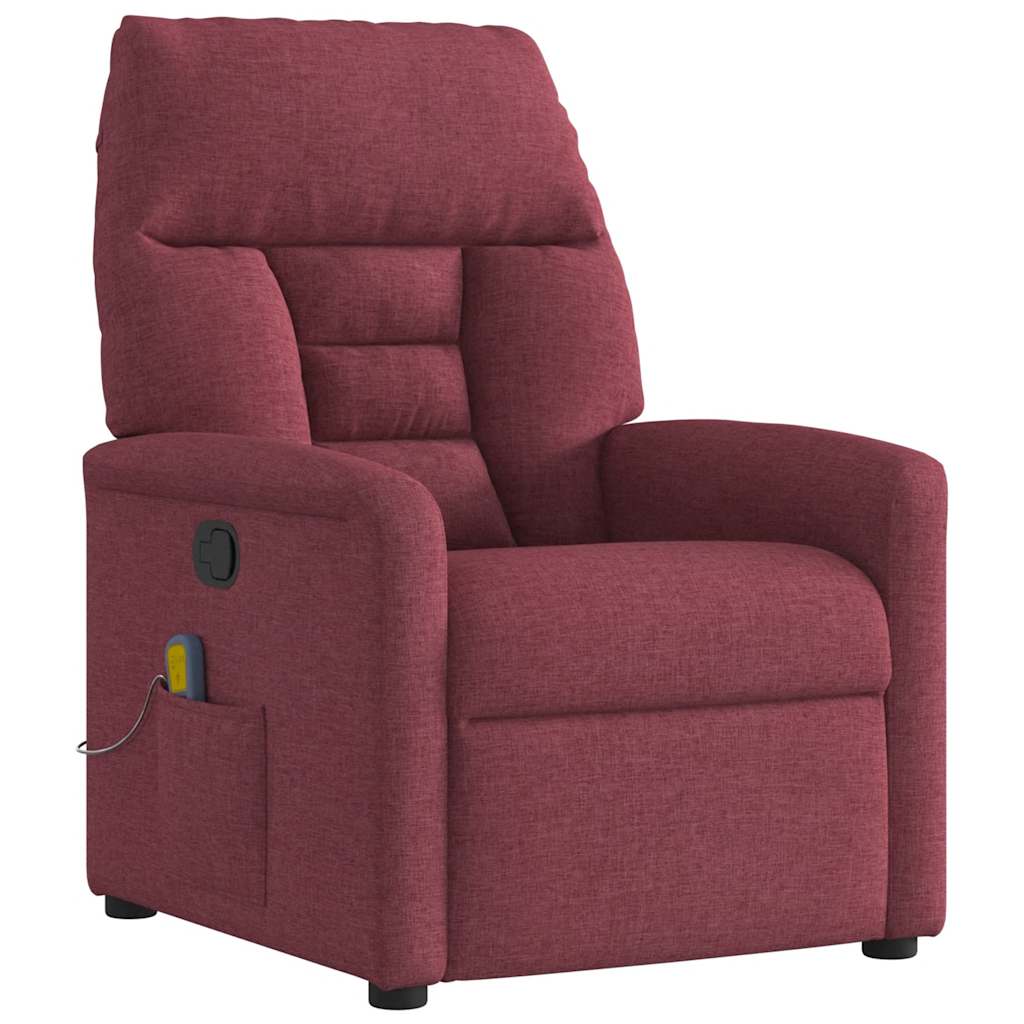 vidaXL Fauteuil de massage rouge bordeaux en tissu