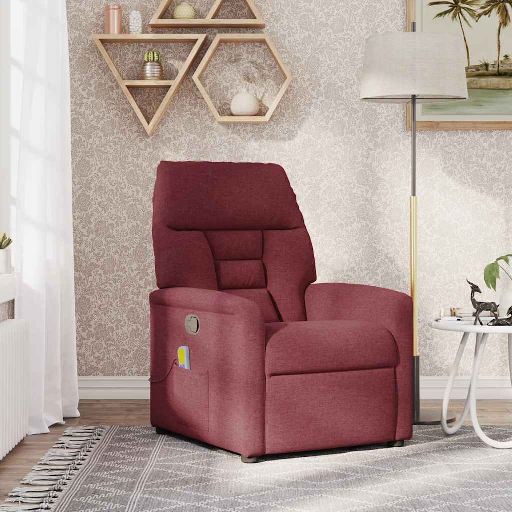 vidaXL Fauteuil de massage rouge bordeaux en tissu