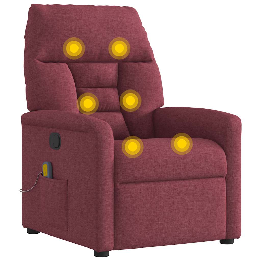 vidaXL Fauteuil de massage rouge bordeaux en tissu