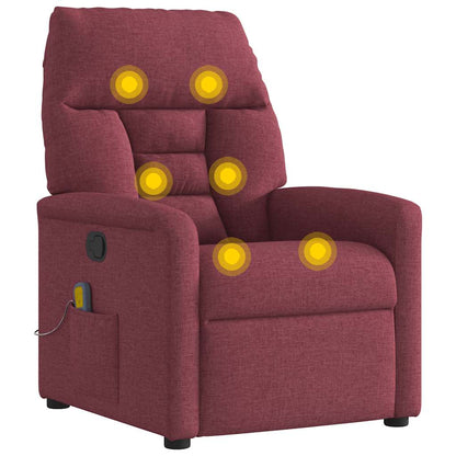vidaXL Fauteuil de massage rouge bordeaux en tissu