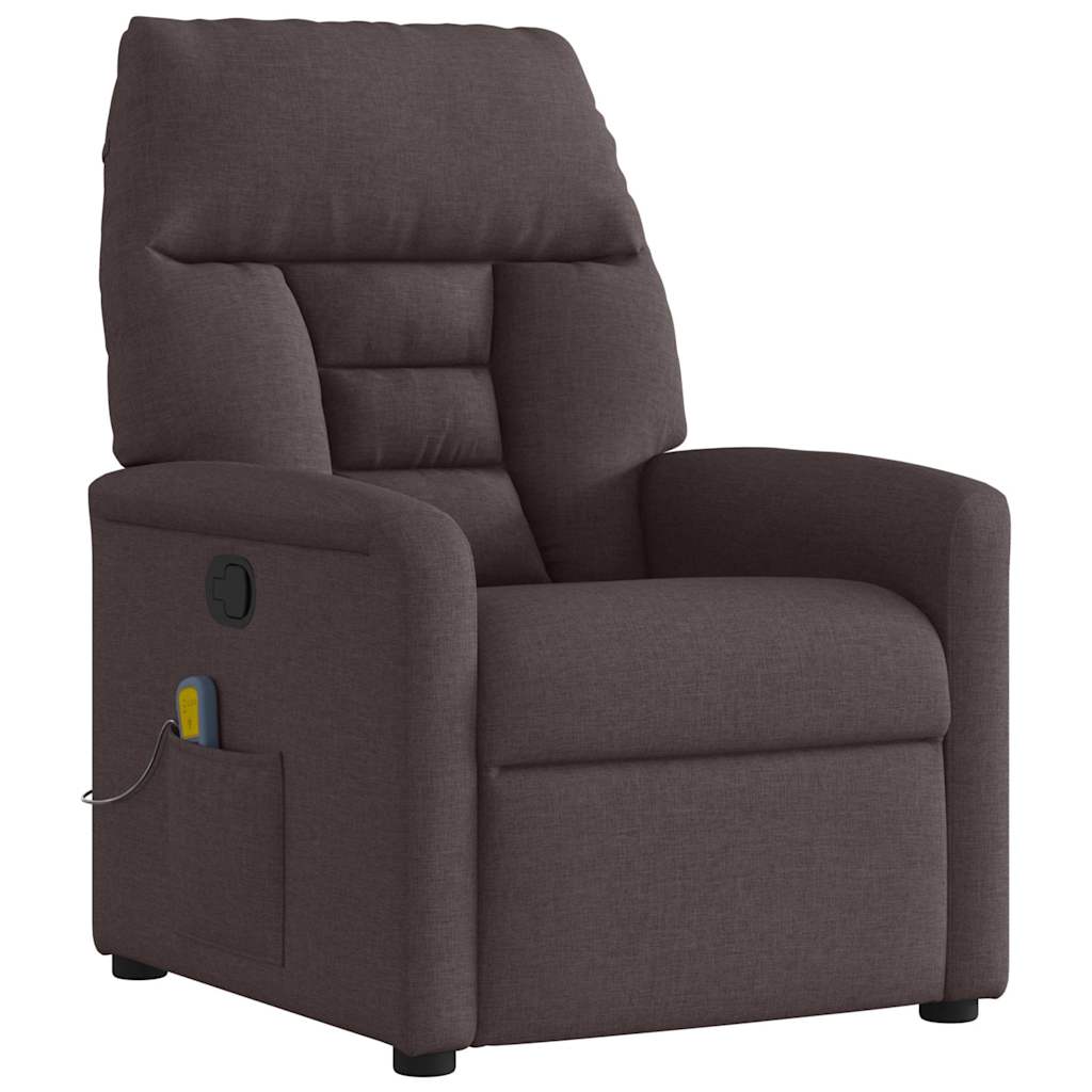 vidaXL Fauteuil de massage Marron foncé Tissu